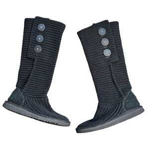 UGG Australia Classic CARDY  Women's Black Wool Knit BOOTS Size 6 S6